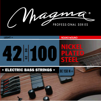 Magma Strings BE150N+ - Струны для бас-гитары, Серия: Nickel Plated Steel, Калибр: 42-62-80-100, Обмотка: круглая, никелированая сталь, Натяжение: Lig