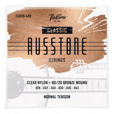 Russtone CCB28-43N - Струны для классической гитары, Серия: Clear Nylon, Обмотка: 80/20 бронза, Натяжение: среднее, Калибр: 28-32-40-30-35-43.