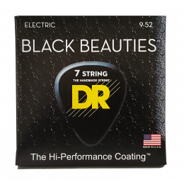 DR BKE7-9 - струны для 7-струнной электрогитары, Калибр: 9-52, Серия: BLACK BEAUTIES™, Обмотка: никелированая сталь, Покрытие: есть