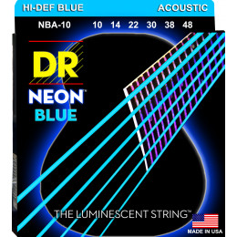DR NBA-10 - струны для акустической гитары, Калибр: 10-48, Серия: HI-DEF NEON™, Обмотка: посеребрёная медь, Покрытие: люминесцентное