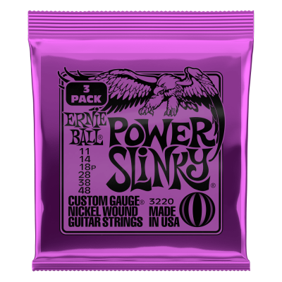 Ernie Ball 3220 струны для эл.гитары (набор из трёх комплектов 2220) Nickel Wound Power Slinky (11-14-18p-28-38-48)
