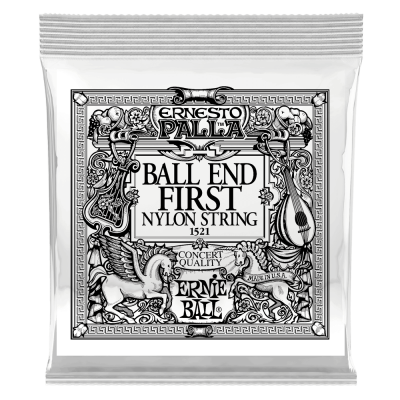 Ernie Ball 1521 1я струна для классической гитары. Черный нейлон, шарик, калибр .028 Ernie Ball 1521 1я струна для классической гитары. Черный нейлон, шарик, калибр .028