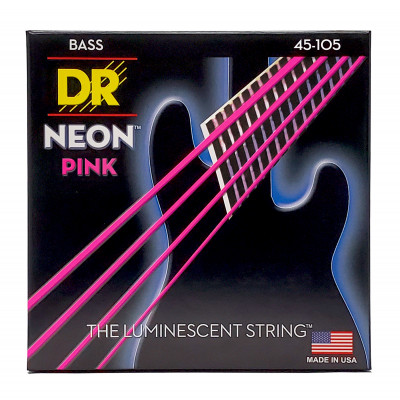 DR NPB-45 - струны для 4-струнной бас-гитары, Калибр: 45-105, Серия: HI-DEF NEON™, Обмотка: посеребрёная/никелированая сталь, Покрытие: люминесцентное