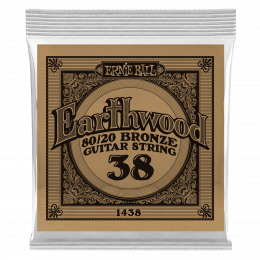 Ernie Ball 1438 струна одиночная для акустической гитары, Серия Earthwood, Калибр: 38, Сердцевина: шестигранник; сталь, покрытая латунью, Обмотка: Ernie Ball 1438 струна одиночная для акустической гитары, Серия Earthwood, Калибр: 38, Сердцевина: шестигранник; сталь, покрытая латунью, Обмотка: