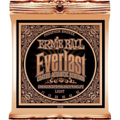 Ernie Ball 2548 струны для акуст.гитары Everlast Coated Phosphor Bronze Light (11-15-22w-30-42-52) фосфорная бронза с нанонапылением Ernie Ball 2548 струны для акуст.гитары Everlast Coated Phosphor Bronze Light (11-15-22w-30-42-52) фосфорная бронза с нанонапылением