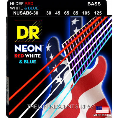 DR NUSAB6-30 - струны для 6-струнной бас-гитары, Калибр: 30-125, Серия: HI-DEF NEON™, Обмотка: посеребрёная/никелированая сталь, Покрытие: люминесцент DR NUSAB6-30 - струны для 6-струнной бас-гитары, Калибр: 30-125, Серия: HI-DEF NEON™, Обмотка: посеребрёная/никелированая сталь, Покрытие: люминесцент
