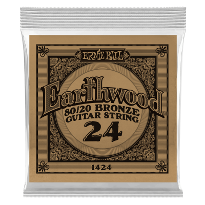 Ernie Ball 1424 - струна одиночная для акустической гитары, Серия Earthwood, Калибр: 24, Сердцевина: шестигранник; сталь, покрытая латунью, Обмотка: Ernie Ball 1424 - струна одиночная для акустической гитары, Серия Earthwood, Калибр: 24, Сердцевина: шестигранник; сталь, покрытая латунью, Обмотка: