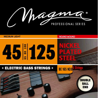 Magma Strings BE165NDB - Струны для 5-струнной бас-гитары Low B Double Ball End 45-125, Серия: Double Ball End, Калибр: 45-65-80-100-125, Обмотка: кру Magma Strings BE165NDB - Струны для 5-струнной бас-гитары Low B Double Ball End 45-125, Серия: Double Ball End, Калибр: 45-65-80-100-125, Обмотка: кру