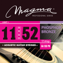 Magma Strings GA130PB12 - Струны для 12-струнной акустической гитары 11-52, Серия: Phosphor Bronze, Калибр: 11-15-23-32-42-52, Обмотка: круглая, фосфо