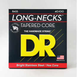 DR TLH-40 - струны для 4-струнной бас-гитары, Калибр: 40-100, Серия: LONG NECKS™, Обмотка: нержавеющая сталь, Покрытие: нет