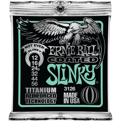 Ernie Ball 3126 струны для эл.гитары Coated Electric Titanium RPS Not Even Slinky (12-16-24р-32-44-56) покрытые спец. сплавом
