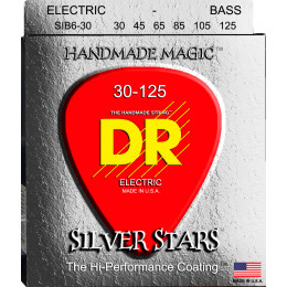 DR SIB6-30 - струны для 6-струнной бас-гитары, Калибр: 30-125, Серия: SILVER STARS™, Обмотка: посеребрёные, Покрытие: есть