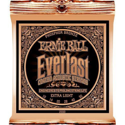 Ernie Ball 2550 струны для акуст.гитары Everlast Coated Phosphor Bronze Extra Light (10-14-20w-28-40-50) фосфорная бронза с нанонапылением Ernie Ball 2550 струны для акуст.гитары Everlast Coated Phosphor Bronze Extra Light (10-14-20w-28-40-50) фосфорная бронза с нанонапылением