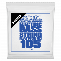 Ernie Ball 1798 - струна одиночная для бас-гитары, Серия Flatwound, Калибр: 105, Сердцевина: шестигранник; сталь, покрытая оловом, Обмотка: плоская,