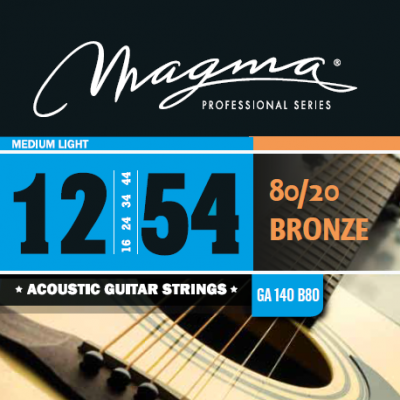 Magma Strings GA140B80 - Струны для акустической гитары, Серия: Bronze 80-20, Калибр: 12-16-24-34-44-54, Обмотка: круглая, бронзовый сплав 80/20, Натя Magma Strings GA140B80 - Струны для акустической гитары, Серия: Bronze 80-20, Калибр: 12-16-24-34-44-54, Обмотка: круглая, бронзовый сплав 80/20, Натя