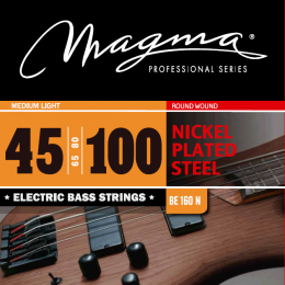 Magma Strings BE160N - Струны для бас-гитары, Серия: Nickel Plated Steel, Калибр: 45-65-80-100, Обмотка: круглая, никелированая сталь, Натяжение: Medi