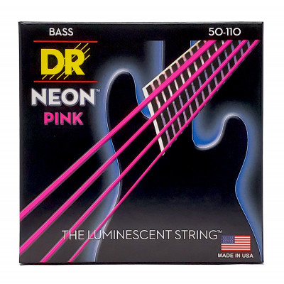 DR NPB-50 - струны для 4-струнной бас-гитары, Калибр: 50-110, Серия: HI-DEF NEON™, Обмотка: посеребрёная/никелированая сталь, Покрытие: люминесцентное