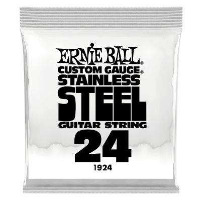 Ernie Ball 1924 струна одиночная для электрогитары, Серия Stainless Steel, Калибр: 24, Сердцевина: шестигранник; сталь, покрытая оловом, Обмотка: