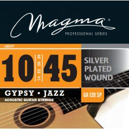 Magma Strings GA120SP - Струны для акустической гитары, Серия: Silver Plated Wound Gypsy Jazz, Калибр: 10-14-22-28-36-45, Обмотка: посеребрёная медь,