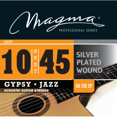 Magma Strings GA120SP - Струны для акустической гитары, Серия: Silver Plated Wound Gypsy Jazz, Калибр: 10-14-22-28-36-45, Обмотка: посеребрёная медь, Magma Strings GA120SP - Струны для акустической гитары, Серия: Silver Plated Wound Gypsy Jazz, Калибр: 10-14-22-28-36-45, Обмотка: посеребрёная медь,