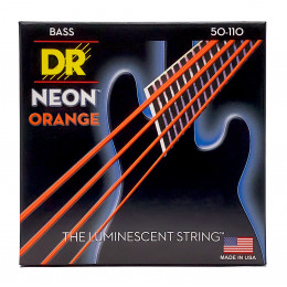 DR NOB-50 - струны для 4-струнной бас-гитары, Калибр: 50-110, Серия: HI-DEF NEON™, Обмотка: посеребрёная/никелированая сталь, Покрытие: люминесцентное