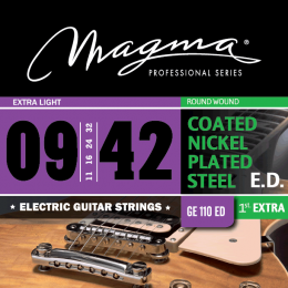 Magma Strings GE110ED - Струны для электрогитары, Серия: Coated Nickel Plated Steel, Калибр: 9-11-16-24-32-42, Обмотка: круглая, никелированая сталь,