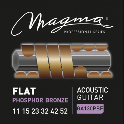 Magma Strings GA130PBF - Струны с плоской обмоткой для акустической гитары 11-52, Серия: Flat Phosphor Bronze, Калибр: 11-15-23-32-42-52, Обмотка: пло