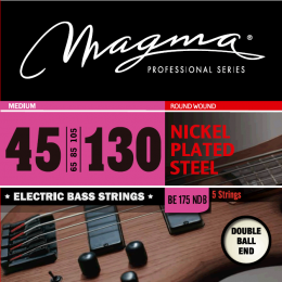 Magma Strings BE175NDB - Струны для 5-струнной бас-гитары Low B Double Ball End 45-130, Серия: Double Ball End, Обмотка: круглая, никелированая сталь,