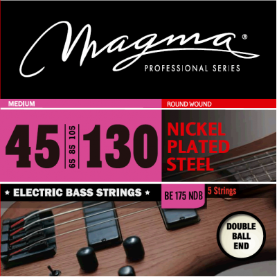 Magma Strings BE175NDB - Струны для 5-струнной бас-гитары Low B Double Ball End 45-130, Серия: Double Ball End, Обмотка: круглая, никелированая сталь, Magma Strings BE175NDB - Струны для 5-струнной бас-гитары Low B Double Ball End 45-130, Серия: Double Ball End, Обмотка: круглая, никелированая сталь,