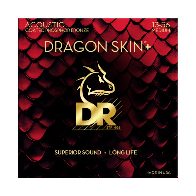 DR DAP-13 - струны для акустической гитары, Калибр: 13-56, Серия: DRAGON SKIN+™, Обмотка: фосфористая бронза, Покрытие: микротонкое