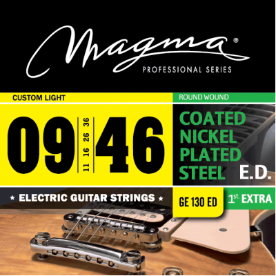 Magma Strings GE130ED - Струны для электрогитары, Серия: Coated Nickel Plated Steel, Калибр: 9-11-16-26-36-46, Обмотка: круглая, никелированая сталь, Magma Strings GE130ED - Струны для электрогитары, Серия: Coated Nickel Plated Steel, Калибр: 9-11-16-26-36-46, Обмотка: круглая, никелированая сталь,