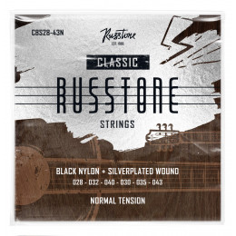 Russtone CBS28-43N - Струны для классической гитары, Серия: Black Nylon, Обмотка: посеребрёная, Натяжение: среднее, Калибр: 28-32-40-30-35-43.