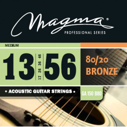 Magma Strings GA150B80 - Струны для акустической гитары, Серия: Bronze 80-20, Калибр: 13-17-26-36-46-56, Обмотка: круглая, бронзовый сплав 80/20, Натя Magma Strings GA150B80 - Струны для акустической гитары, Серия: Bronze 80-20, Калибр: 13-17-26-36-46-56, Обмотка: круглая, бронзовый сплав 80/20, Натя