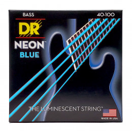 DR NBB-40 - струны для 4-струнной бас-гитары, Калибр: 40-100, Серия: HI-DEF NEON™, Обмотка: посеребрёная/никелированая сталь, Покрытие: люминесцентное