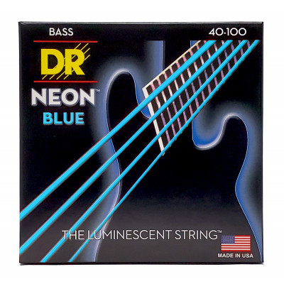DR NBB-40 - струны для 4-струнной бас-гитары, Калибр: 40-100, Серия: HI-DEF NEON™, Обмотка: посеребрёная/никелированая сталь, Покрытие: люминесцентное