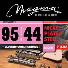 Magma Strings GE120N - Струны для электрогитары, Серия: Nickel Plated Steel, Калибр: 9.5-11.5-16-24-34-44, Обмотка: круглая, никелированая сталь, Натя