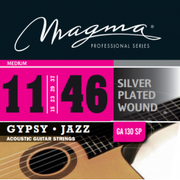 Magma Strings GA130SP - Струны для акустической гитары, Серия: Silver Plated Wound Gypsy Jazz, Калибр: 11-15-23-29-37-46, Обмотка: посеребрёная медь, Magma Strings GA130SP - Струны для акустической гитары, Серия: Silver Plated Wound Gypsy Jazz, Калибр: 11-15-23-29-37-46, Обмотка: посеребрёная медь,