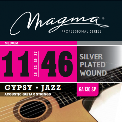 Magma Strings GA130SP - Струны для акустической гитары, Серия: Silver Plated Wound Gypsy Jazz, Калибр: 11-15-23-29-37-46, Обмотка: посеребрёная медь, Magma Strings GA130SP - Струны для акустической гитары, Серия: Silver Plated Wound Gypsy Jazz, Калибр: 11-15-23-29-37-46, Обмотка: посеребрёная медь,