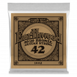 Ernie Ball 1442 - струна одиночная для акустической гитары, Серия Earthwood, Калибр: 42, Сердцевина: шестигранник; сталь, покрытая латунью, Обмотка: Ernie Ball 1442 - струна одиночная для акустической гитары, Серия Earthwood, Калибр: 42, Сердцевина: шестигранник; сталь, покрытая латунью, Обмотка: