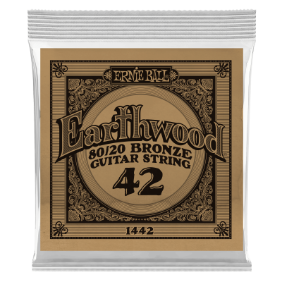 Ernie Ball 1442 - струна одиночная для акустической гитары, Серия Earthwood, Калибр: 42, Сердцевина: шестигранник; сталь, покрытая латунью, Обмотка: Ernie Ball 1442 - струна одиночная для акустической гитары, Серия Earthwood, Калибр: 42, Сердцевина: шестигранник; сталь, покрытая латунью, Обмотка: