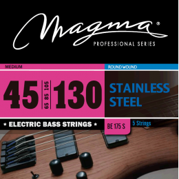 Magma Strings BE175S - Струны для 5-струнной бас-гитары Low B 45-130, Серия: Stainless Steel, Обмотка: круглая, нержавеющая сталь, Натяжение: Medium.