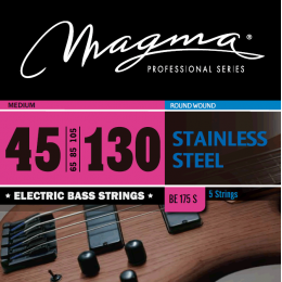 Magma Strings BE175S - Струны для 5-струнной бас-гитары Low B 45-130, Серия: Stainless Steel, Обмотка: круглая, нержавеющая сталь, Натяжение: Medium. Magma Strings BE175S - Струны для 5-струнной бас-гитары Low B 45-130, Серия: Stainless Steel, Обмотка: круглая, нержавеющая сталь, Натяжение: Medium.