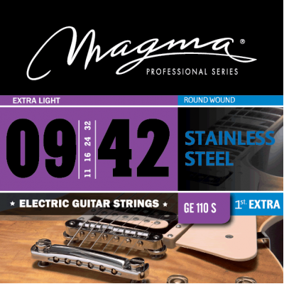Magma Strings GE110S - Струны для электрогитары 9-42, Серия: Stainless Steel, Калибр: 9-11-16-24-32-42, Обмотка: круглая, нержавеющая сталь.