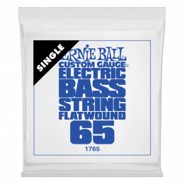 Ernie Ball 1765 - струна одиночная для бас-гитары, Серия Flatwound, Калибр: 65, Сердцевина: шестигранник; сталь, покрытая оловом, Обмотка: плоская,