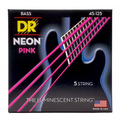 DR NPB5-45 - струны для 5-струнной бас-гитары, Калибр: 45-125, Серия: HI-DEF NEON™, Обмотка: посеребрёная/никелированая сталь, Покрытие: люминесцентно DR NPB5-45 - струны для 5-струнной бас-гитары, Калибр: 45-125, Серия: HI-DEF NEON™, Обмотка: посеребрёная/никелированая сталь, Покрытие: люминесцентно