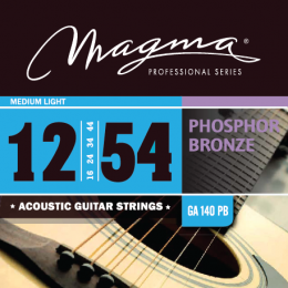 Magma Strings GA140PB - Струны для акустической гитары, Серия: Phosphor Bronze, Калибр: 12-16-24-34-44-54, Обмотка: круглая, фосфористая бронза, Натяж