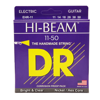 DR EHR-11 - струны для электрогитары, Калибр: 11-50, Серия: HI-BEAM™, Обмотка: никелированая сталь, Покрытие: нет