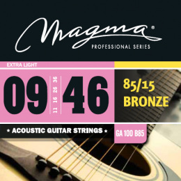 Magma Strings GA100B85 - Струны для акустической гитары, Серия: Bronze 85-15, Калибр: 9-11-16-26-36-46, Обмотка: круглая, бронзовый сплав 85/15, Натяж