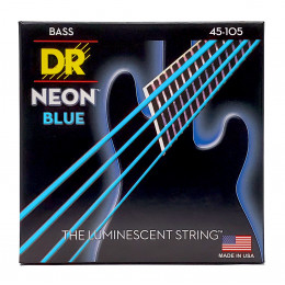 DR NBB-45 - струны для 4-струнной бас-гитары, Калибр: 45-105, Серия: HI-DEF NEON™, Обмотка: посеребрёная/никелированая сталь, Покрытие: люминесцентное