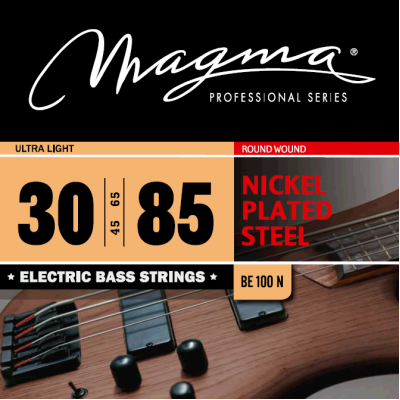 Magma Strings BE100N - Струны для бас-гитары 30-85, Серия: Nickel Plated Steel, Калибр: 30-45-65-85, Обмотка: круглая, никелированая сталь, Натяжение: